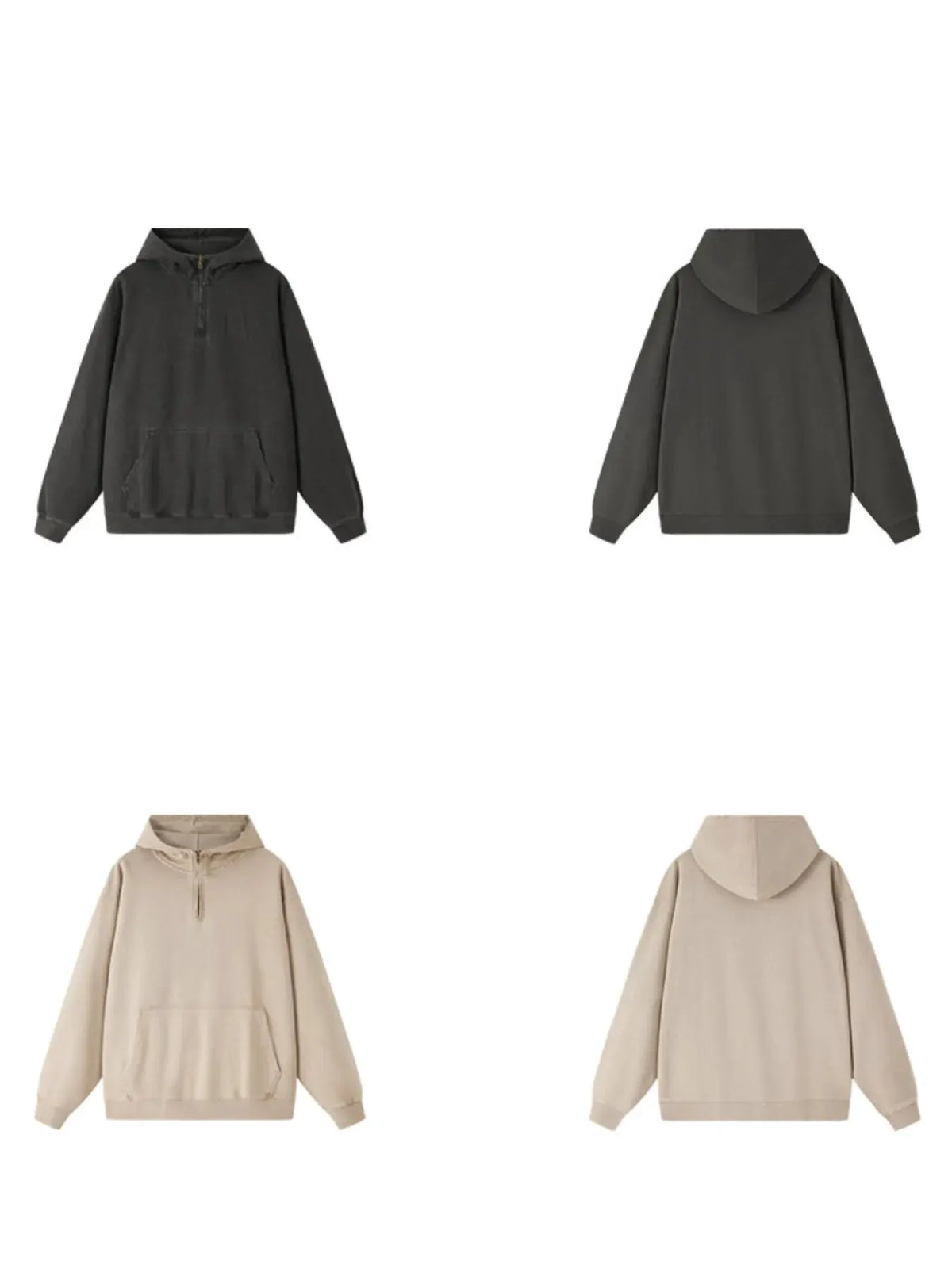Men's Washed Quarter-Zip Hoodie with Kangaroo Pocket by Trendsi