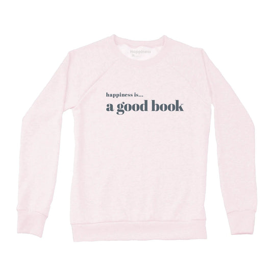 Women's Good Book Crew Sweatshirt, Ballet Pink with Grey by Books and Reading