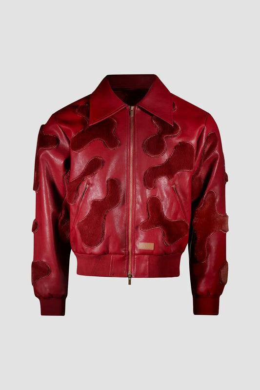 Camouflage Vegan Leather Bomber Jacket by Hideout