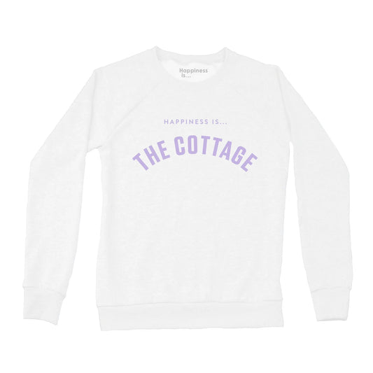 Women's Cottage Collegiate Crew Sweatshirt, White with Lilac by Cottage Collection