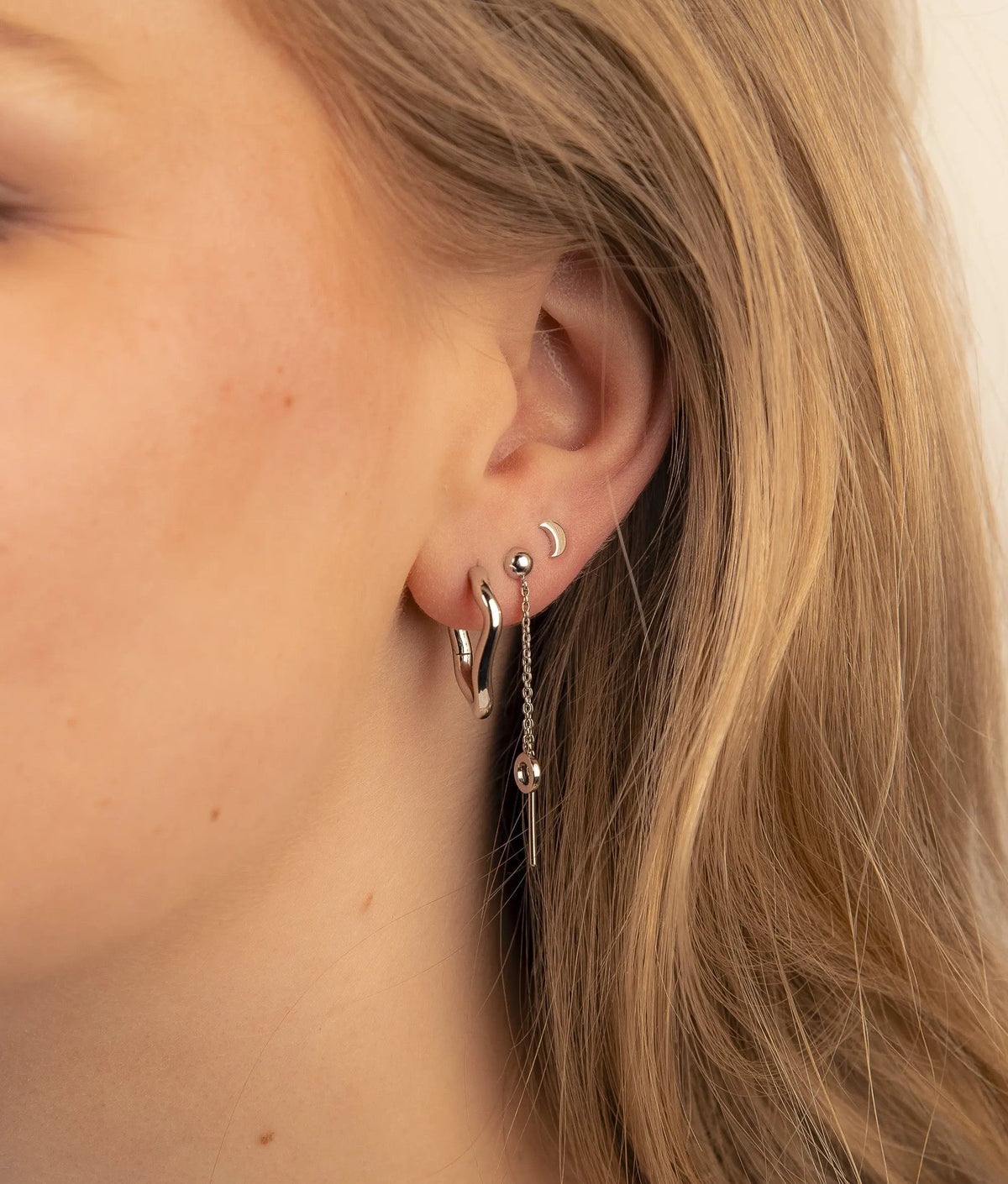 Oorhangers met circel en staafje aan ketting Zilver JE040S by Jwls4u