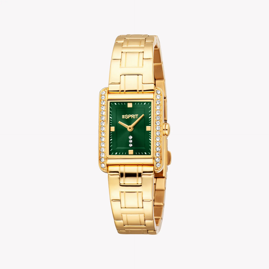 Esprit Women's Gold Stainless Steel, Dark Green | Es1l512m0055 by ESPRIT
