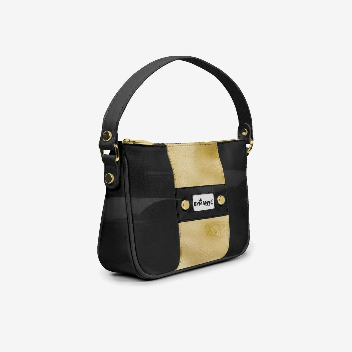 Handbag BYMANYC ® New York – Couture Vegan Vertical Band in Black & Gold Luxe by BYMANYC ® New York