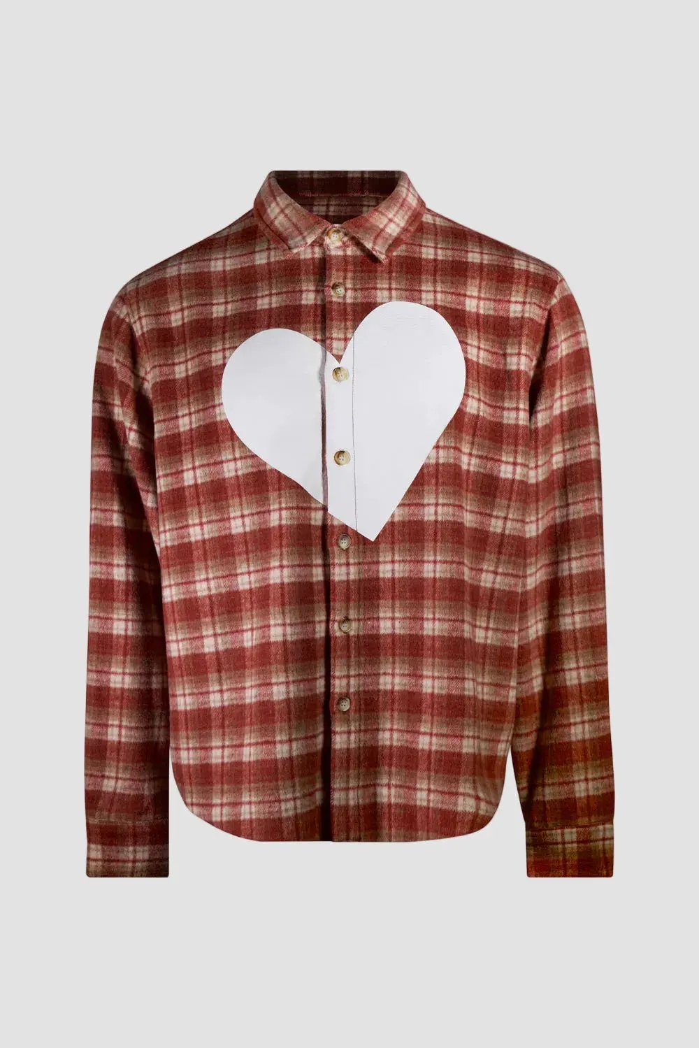 Heart Plaid Flannel Shirt by Hideout