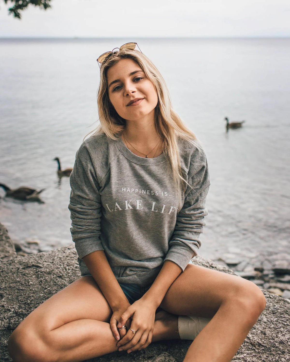 Women's Lake Life Crew Sweatshirt, Heather Grey by Lake Life Collection