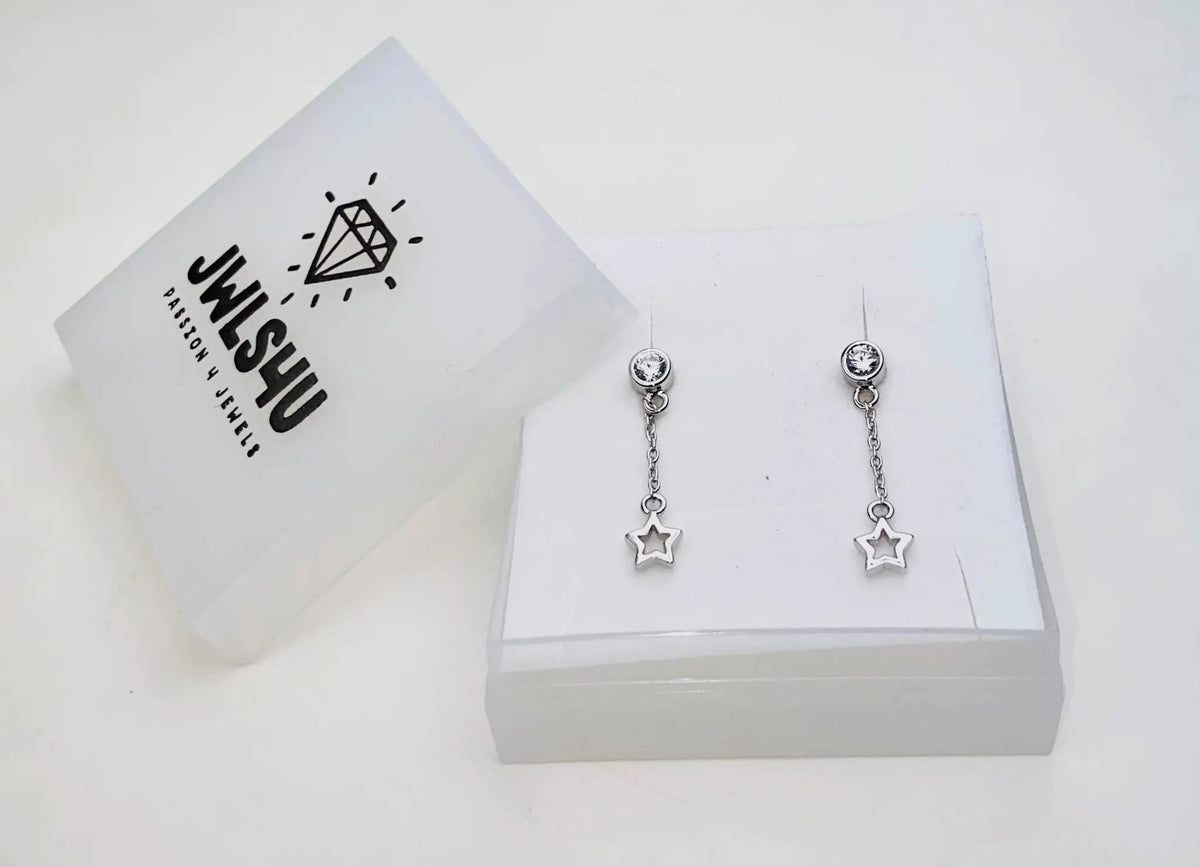 Oorhangers met circel en staafje aan ketting Zilver JE040S by Jwls4u