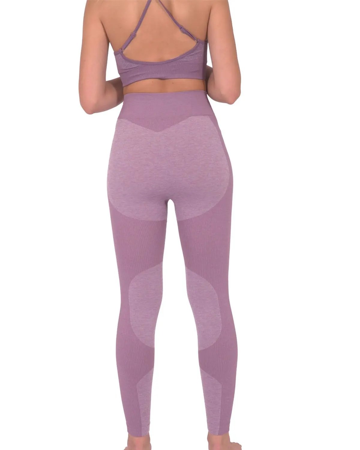 Megara Seamless Legging With Striped Panels - Purple by Savoy Active