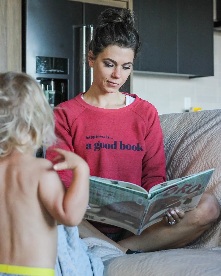 Women's Good Book Crew Sweatshirt, Chili by Books and Reading
