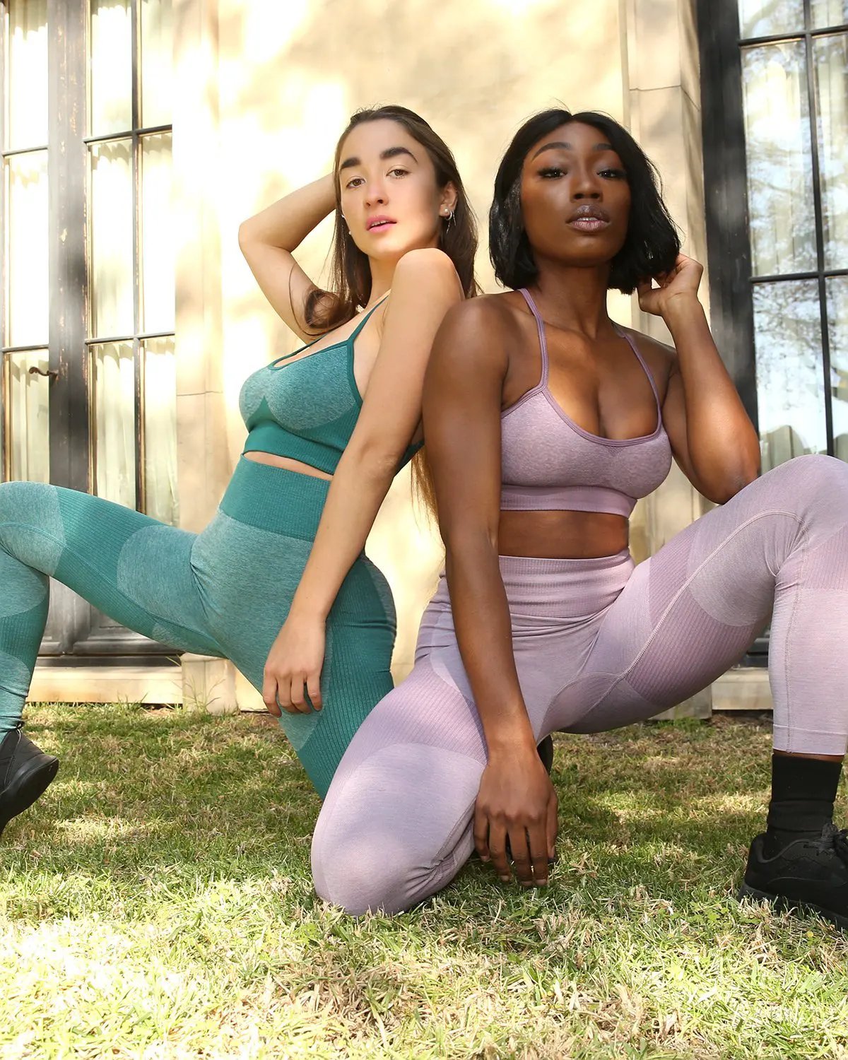 Megara Seamless Legging With Striped Panels - Purple by Savoy Active