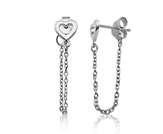 Oorhangers Open Hart met Ketting Zilver JE022S by Jwls4u