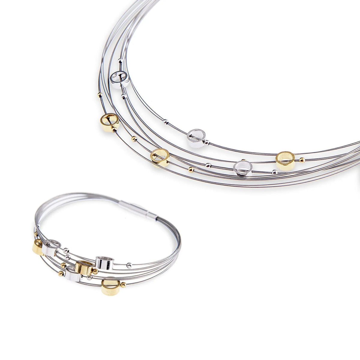 Gala Design Luna Gold Bracelet Magnetic Clasp 925 Sterling Silver For Women by Jwls4u