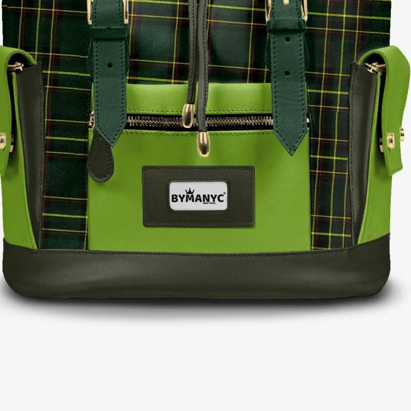 Luxury Vegan Backpack TARTAN GREEN EDGE – BYMANYC ® New York by BYMANYC ® New York