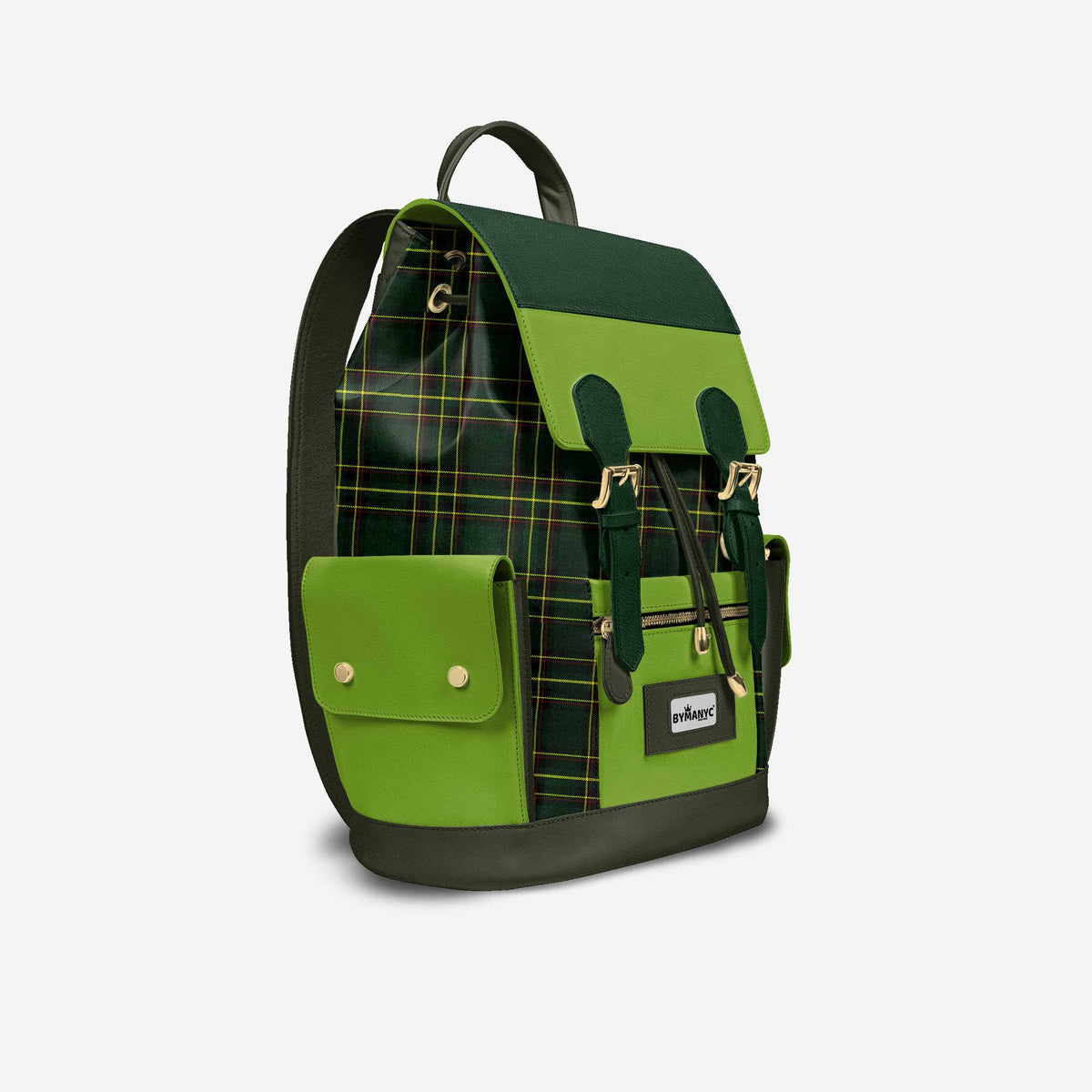 Luxury Vegan Backpack TARTAN GREEN EDGE – BYMANYC ® New York by BYMANYC ® New York