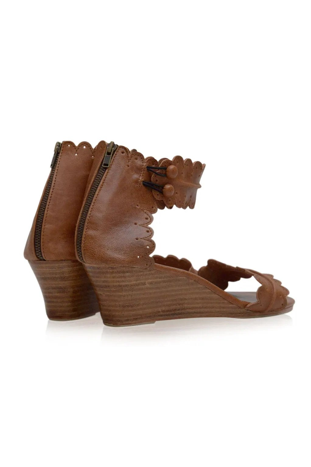 Magdalena Wooden Wedge Sandals by ELF