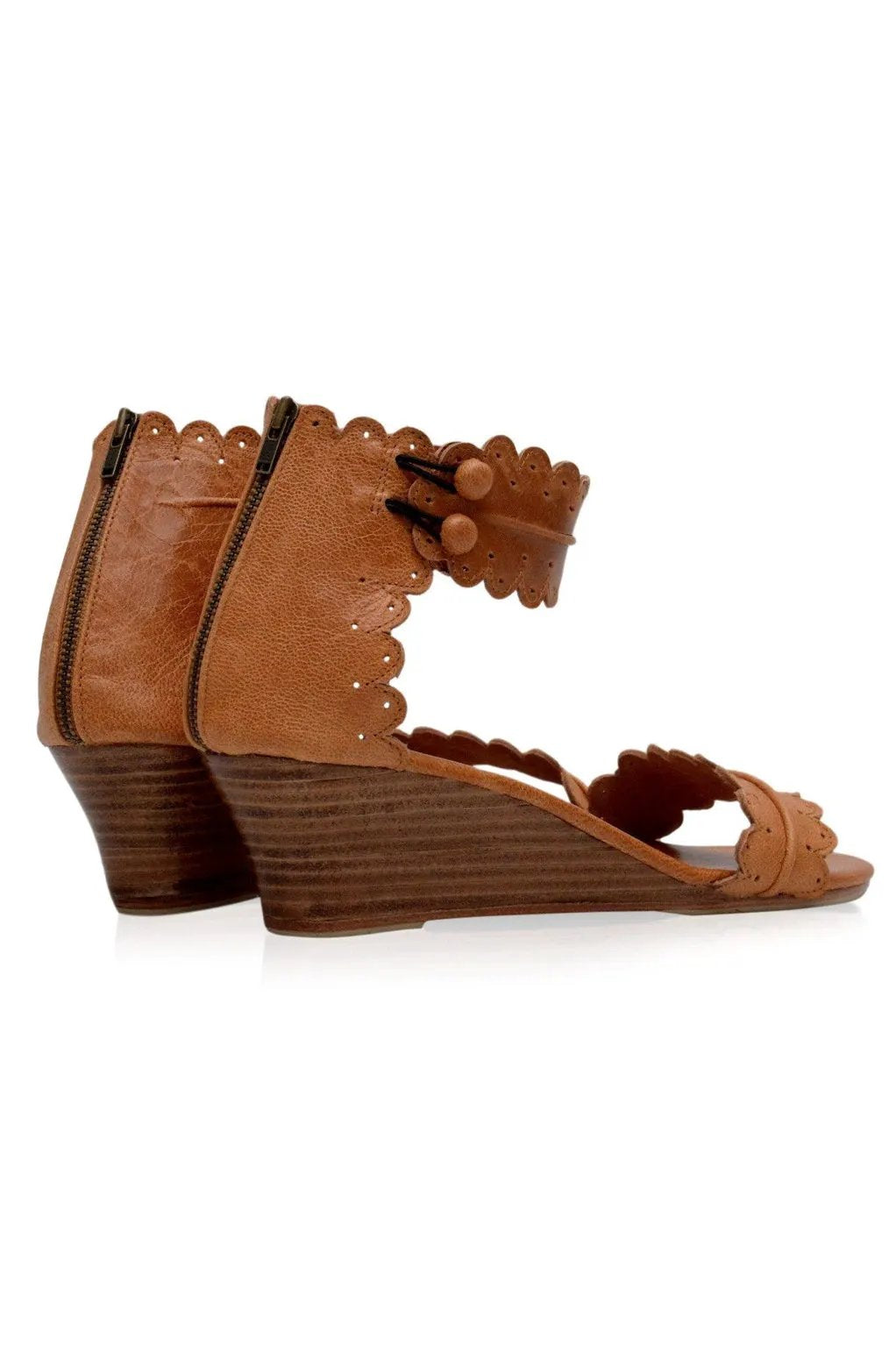 Magdalena Wooden Wedge Sandals by ELF