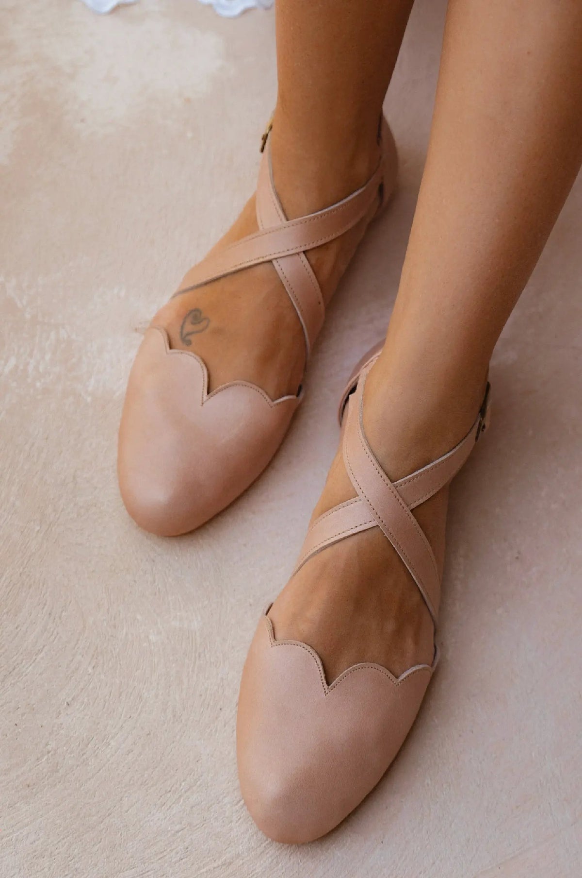 Mangrove Cross-Strap Leather Ballet Flats by ELF