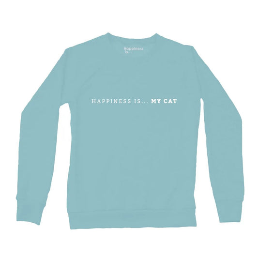 Women's My Cat Crew Sweatshirt, Teal by Pets Collection