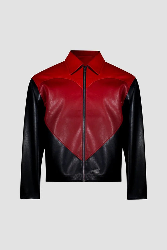 Panel Heart Vegan Leather Jacket by Hideout