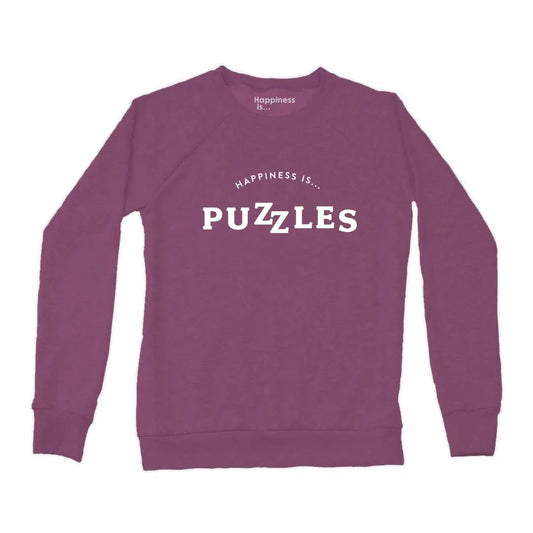 Women's Puzzles Crew Sweatshirt, Plum by Games Night