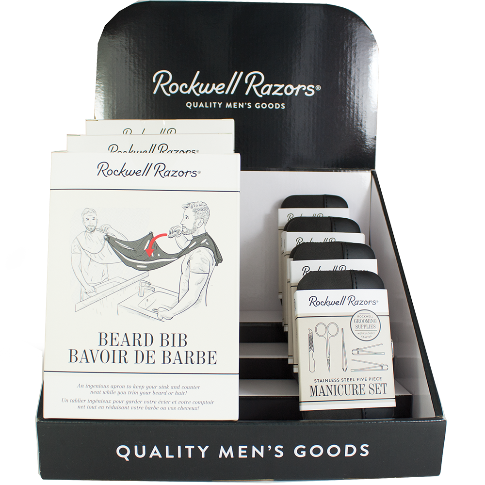 Rockwell Razors Beard Bib and Manicure set Display Bundle by Rockwell