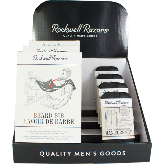 Rockwell Razors Beard Bib and Manicure set Display Bundle by Rockwell