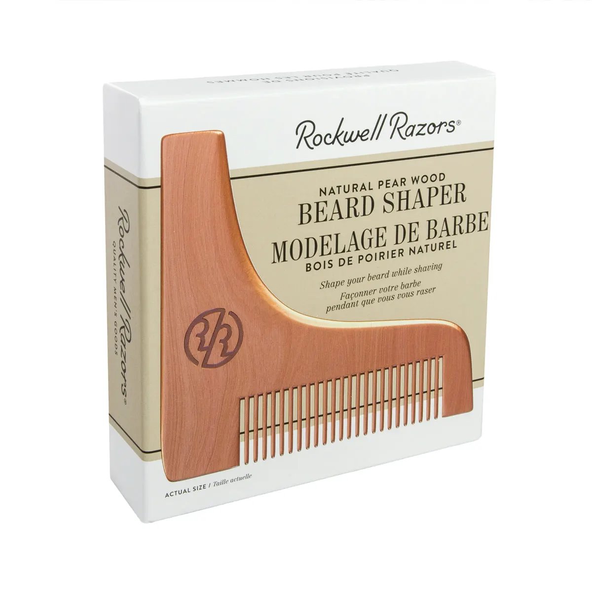 Rockwell Beard Shaper & Comb in Natural Pear Wood by Rockwell