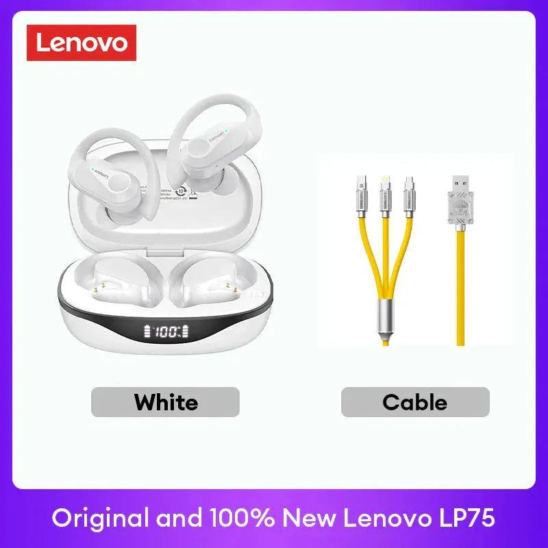 Original Lenovo LP75 TWS Bluetooth V5.3 Headphones Wireless LED Digital Display Earphones Noise Reduction Waterproof Headset New by MAIDEN-ART