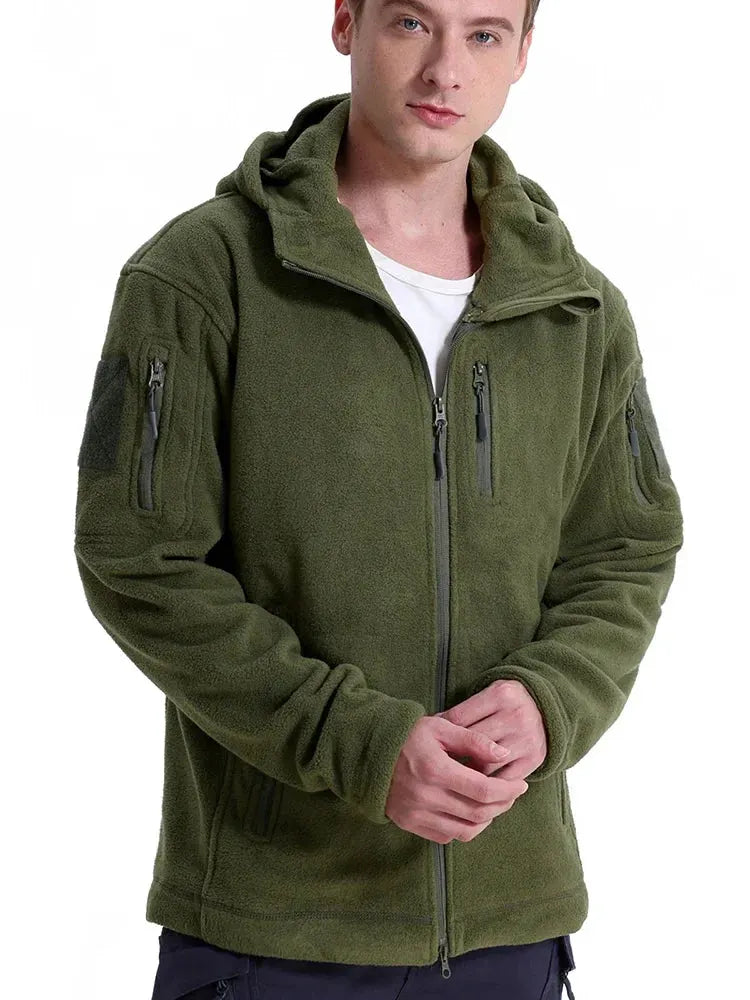 Men's Hunting Fleece Jacket Hiking Hunting Outdoor Fleece Tactical Jacket Winter Warm Full Zip Military Hoodies Multi-Pockets by Vimost Shop