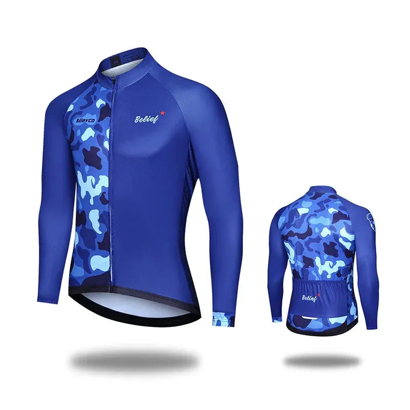Mens Cycling Jersey Long Sleeve High Elastic for Spring Autumn Bike Riding and Outdoor Sports by Vimost Shop