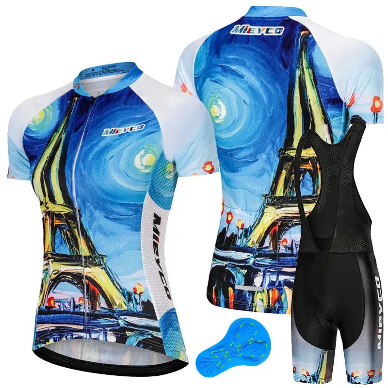 Women Short Sleeve Cycling Jersey Set Summer Bike Bib Shorts Suit by Vimost Shop