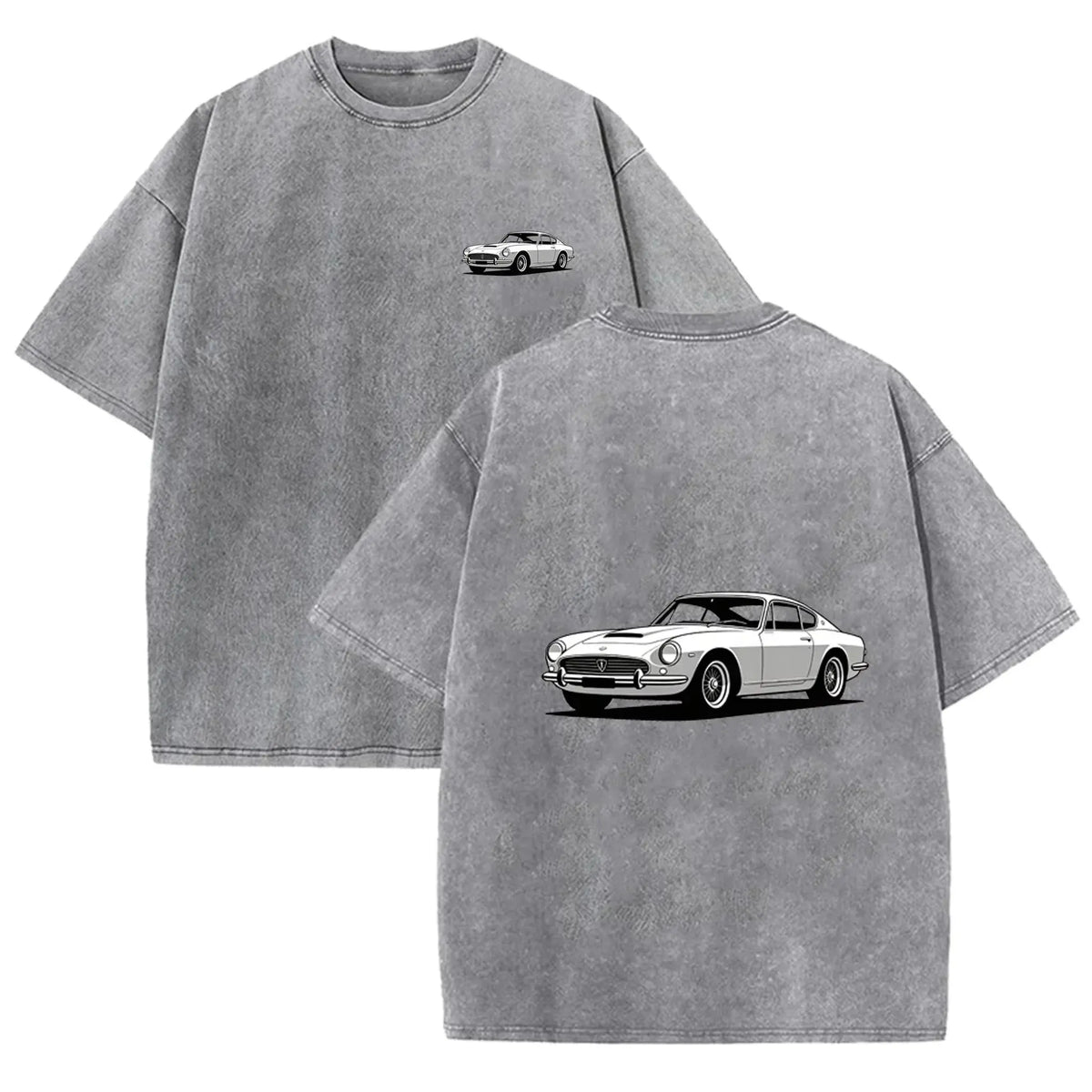 Teal Acid Wash Retro Vintage Coupe Car Print Classic Car Lover Casual Tee by Vimost Shop