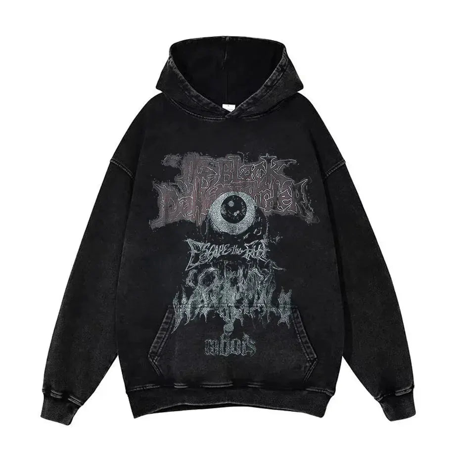 Anime Pain Graphic Hoodie Men's Retro Washed Harajuku Streetwear by Vimost Shop