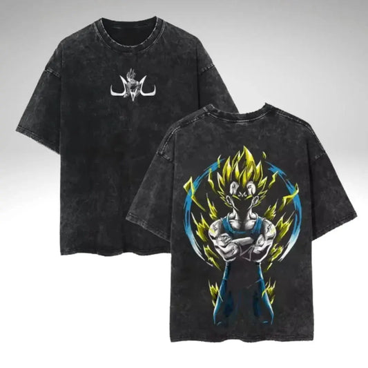 Vintage Anime Graphic Washed Oversized T-Shirt Cotton Streetwear Tee by Vimost Shop