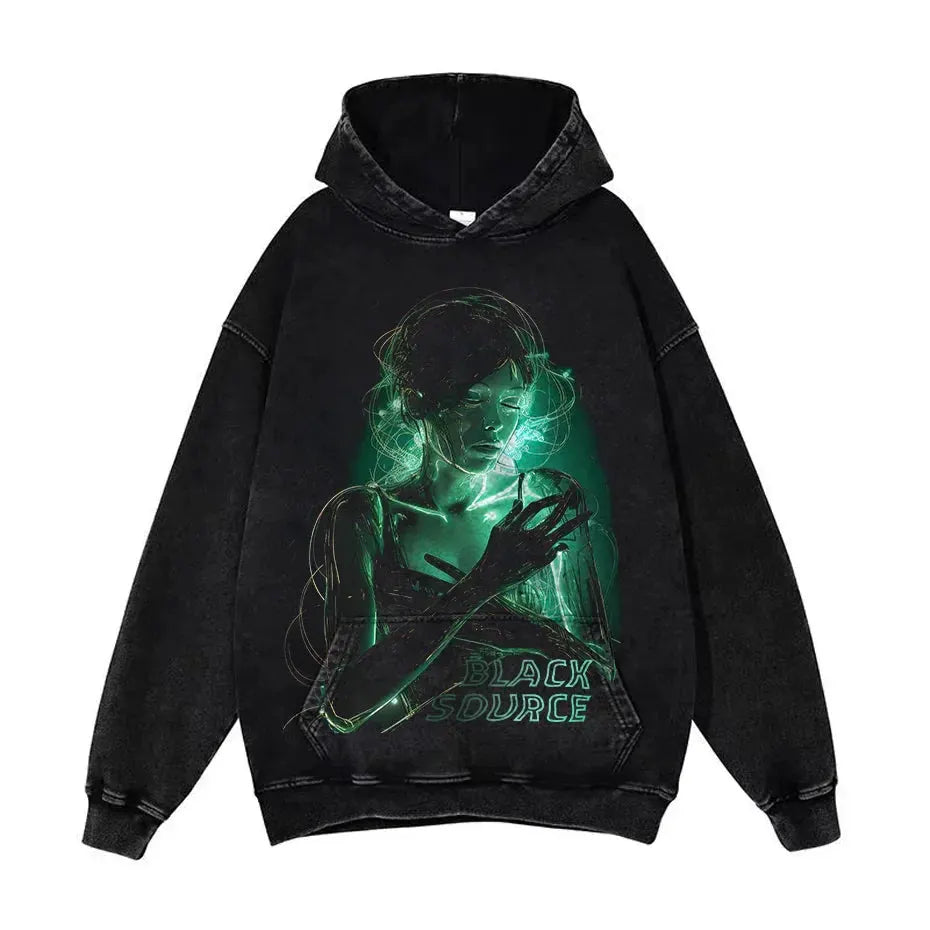 Anime Pain Graphic Hoodie Men's Retro Washed Harajuku Streetwear by Vimost Shop