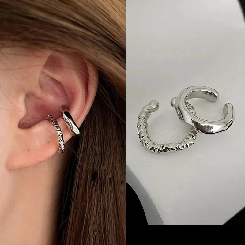 Punk Irregular Geometric Ear Cuff Earrings for Women Non-Piercing Metal Ear Clip Earring Fake Cartilage Fashion Jewelry Party by MAIDEN-ART