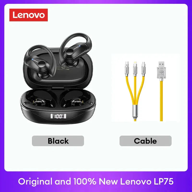 Original Lenovo LP75 TWS Bluetooth V5.3 Headphones Wireless LED Digital Display Earphones Noise Reduction Waterproof Headset New by MAIDEN-ART