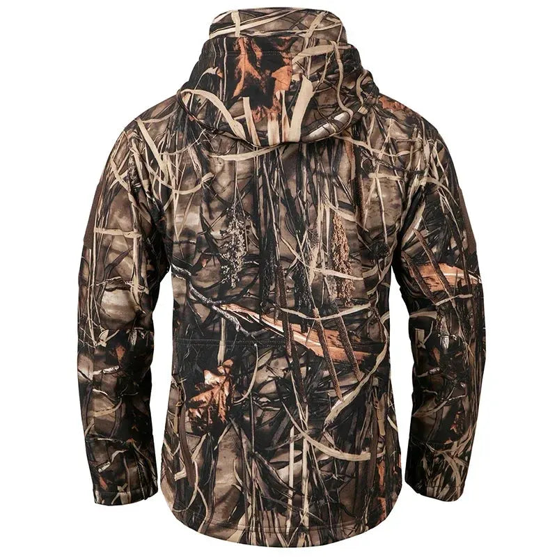 Men's Silent Camouflage Hunting Jacket Waterproof Fleece Tactical Jackets Soft Shell Outdoor Hiking Fishing Hooded Coat by Vimost Shop