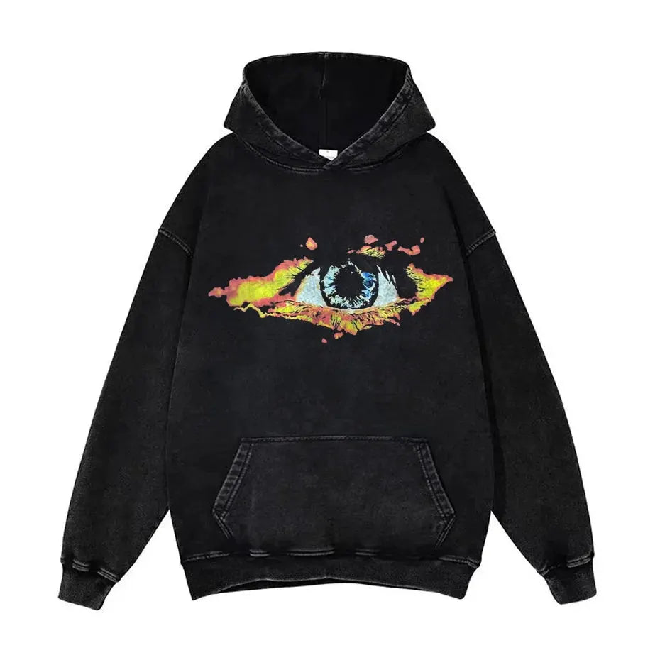 Anime Pain Graphic Hoodie Men's Retro Washed Harajuku Streetwear by Vimost Shop
