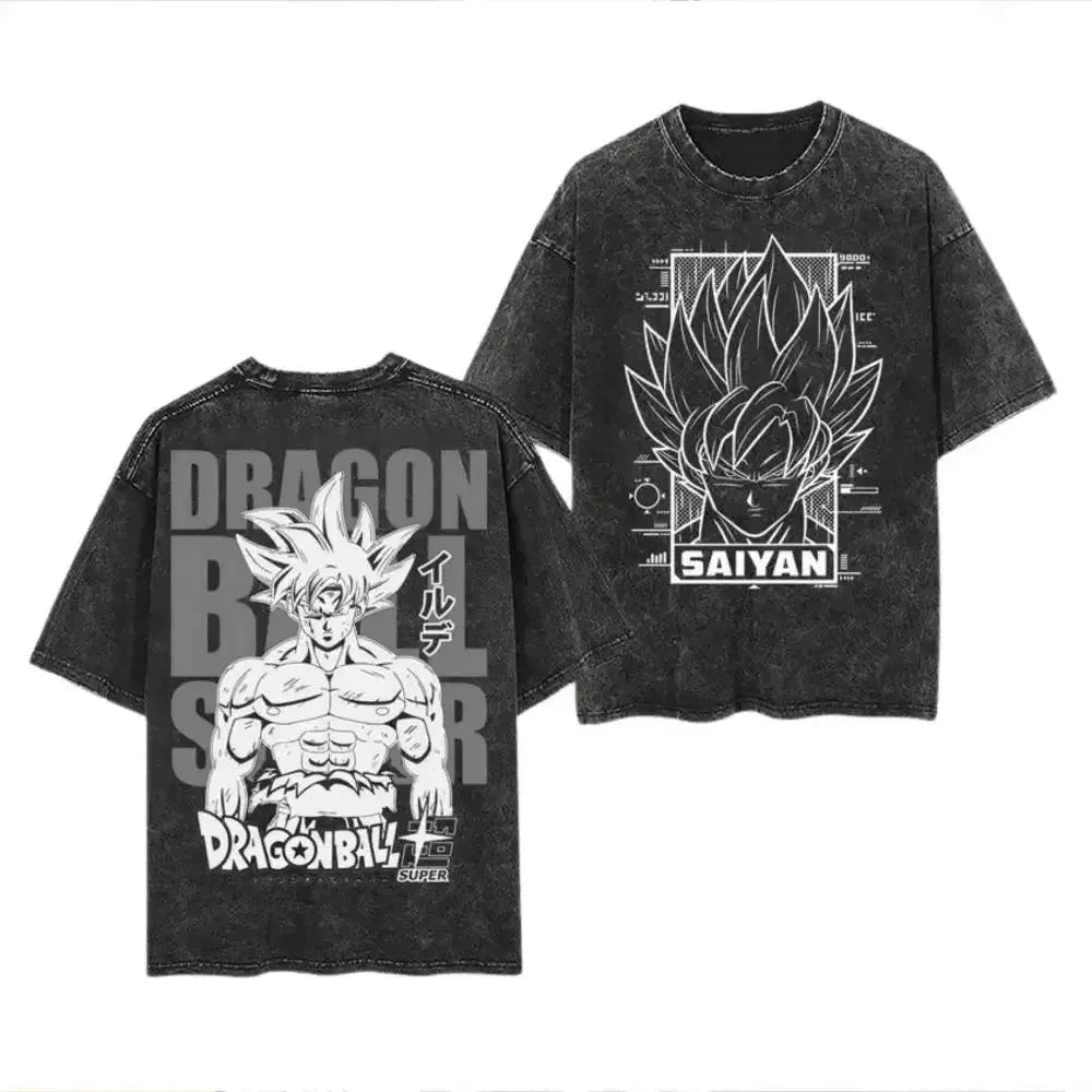 Anime Vintage Washed T-Shirt Oversized Streetwear Tee by Vimost Shop