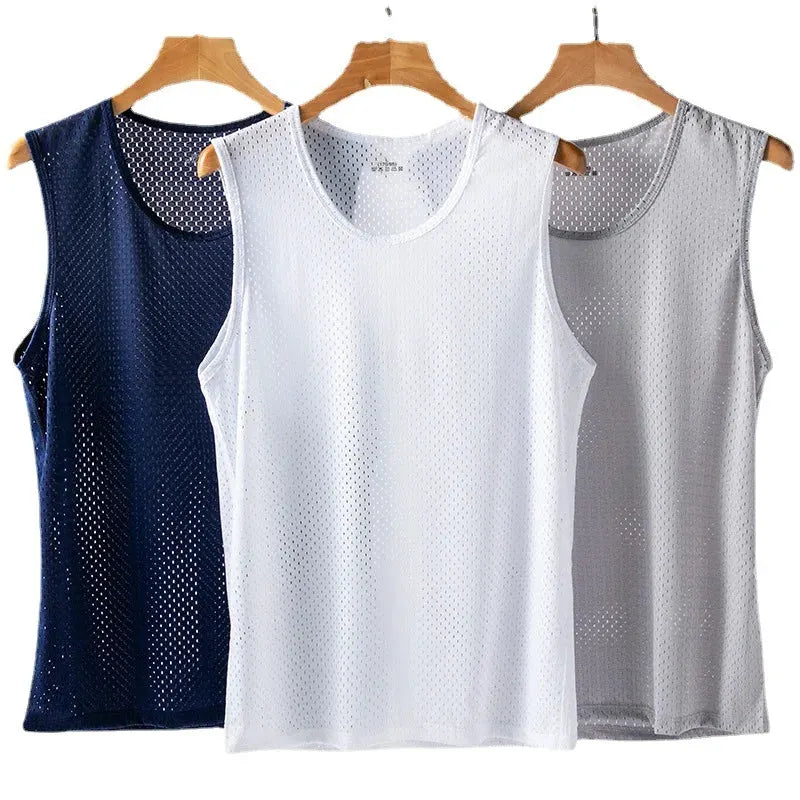 Men Ice Silk Mesh Sports Vest Breathable Quick Dry Sleeveless Riding Running Training Top by Vimost Shop