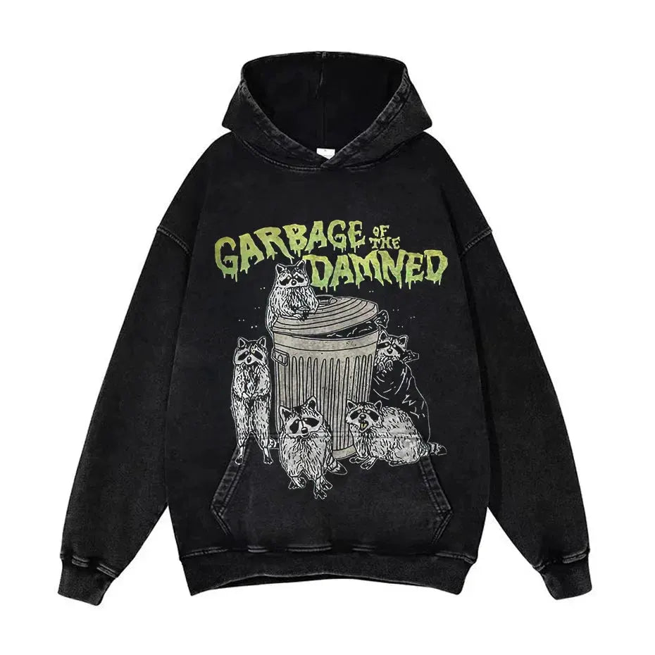 Anime Pain Graphic Hoodie Men's Retro Washed Harajuku Streetwear by Vimost Shop