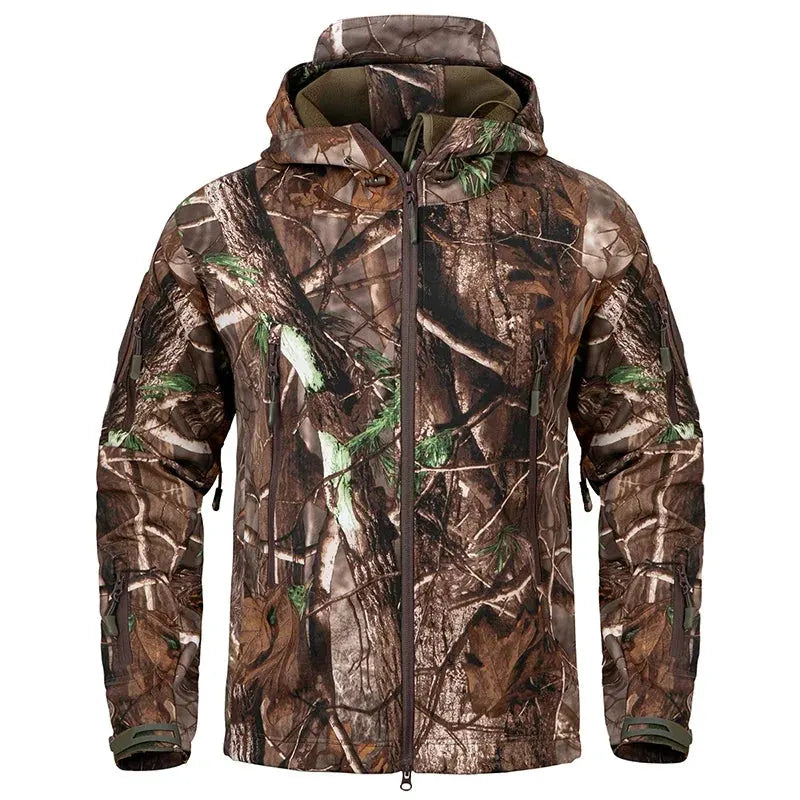 Men's Silent Camouflage Hunting Jacket Waterproof Fleece Tactical Jackets Soft Shell Outdoor Hiking Fishing Hooded Coat by Vimost Shop