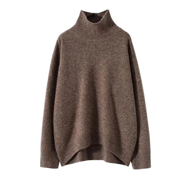 Autumn and Winter New Thick Cashmere Sweater Women High Neck Pullover Sweater Warm Loose Knitted Base Sweater Jacket Tops by Vimost Shop