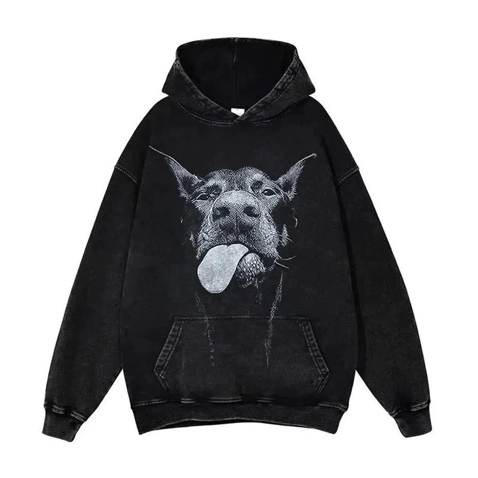 Anime Pain Graphic Hoodie Men's Retro Washed Harajuku Streetwear by Vimost Shop