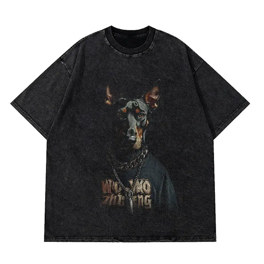 Retro Rottweiler Doberman Streetwear Tee – Vintage Hip Hop Gothic by Vimost Shop
