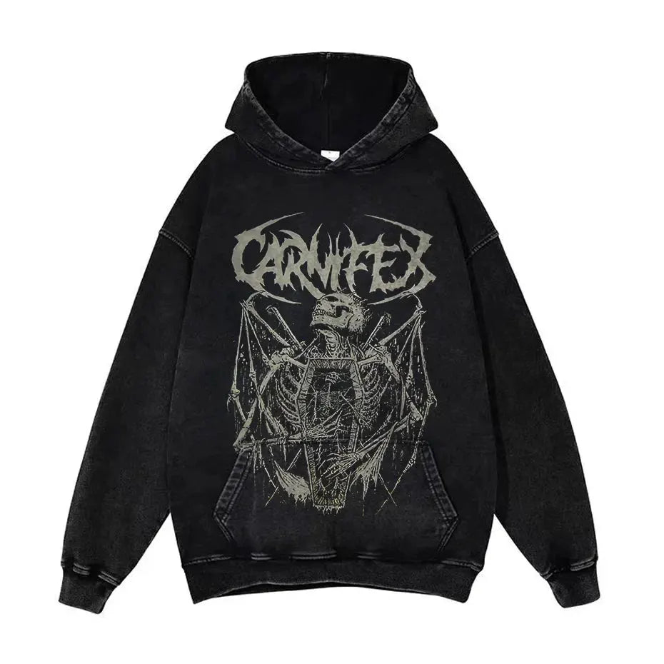 Anime Pain Graphic Hoodie Men's Retro Washed Harajuku Streetwear by Vimost Shop