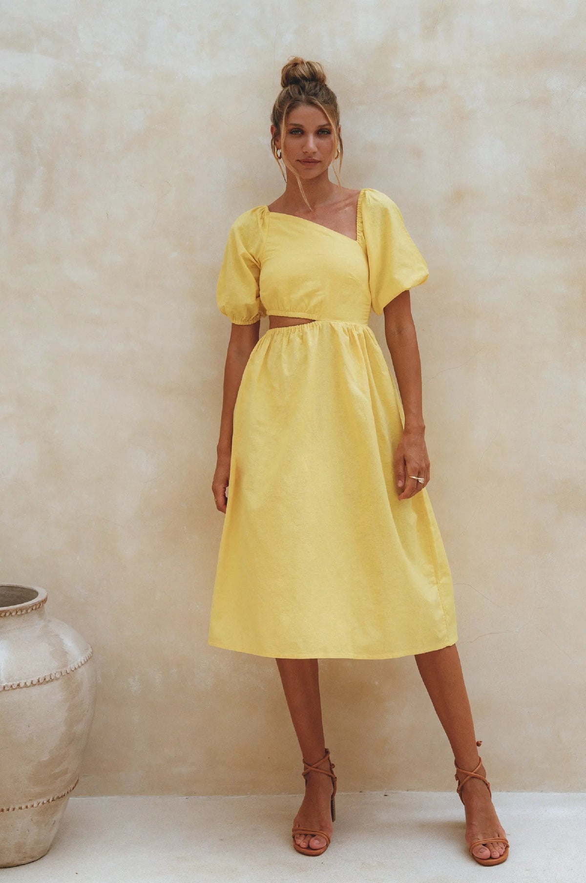 Sundaze Cutout Linen Midi Dress (Sale) by ELF