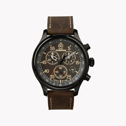 Timex Men's Brass Black Dial, Brown Leather Strap | T49905 by TIMEX