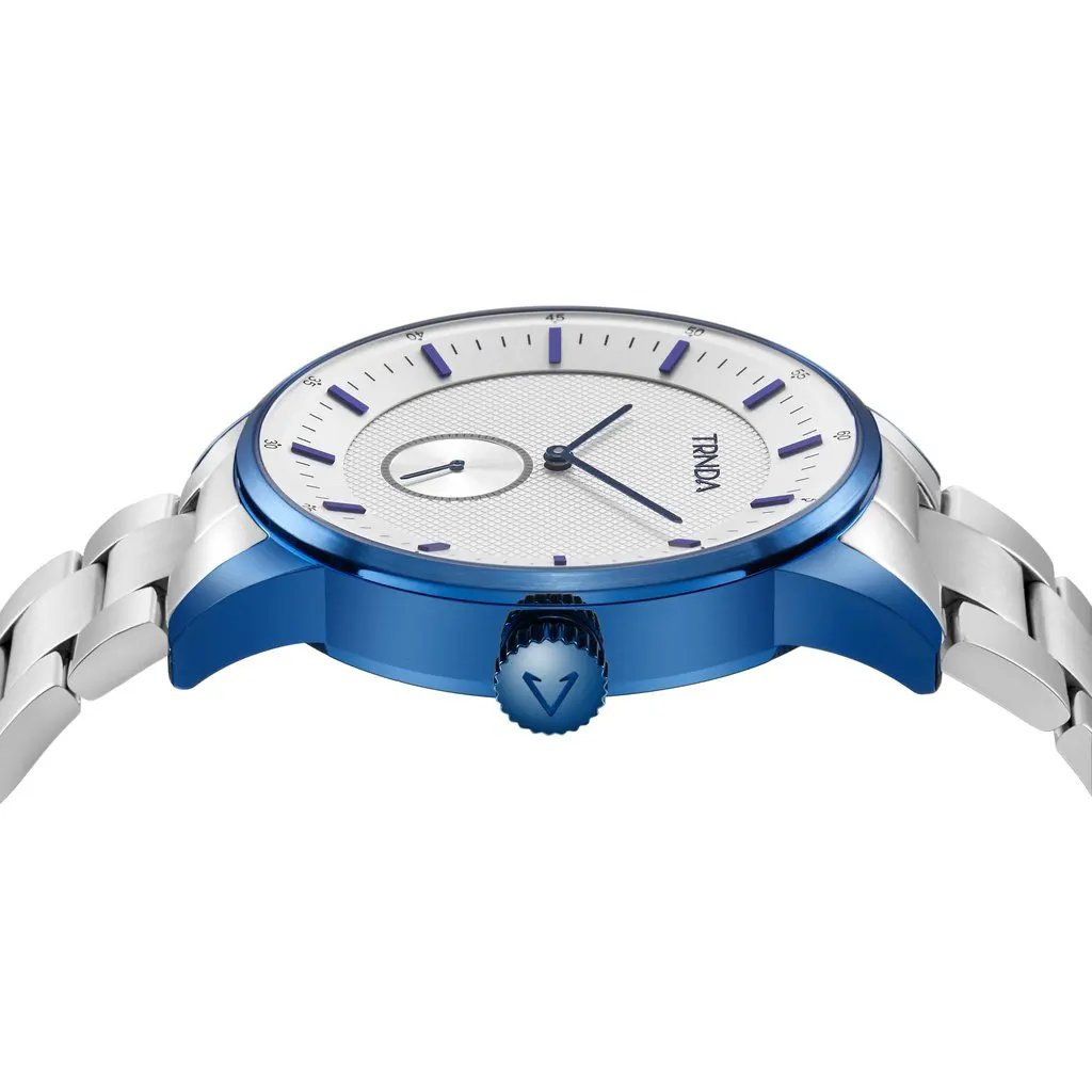 Trnda Men's Stainless Steel Blue Watch, Silver Dial | Trn-W43b by TRNDA