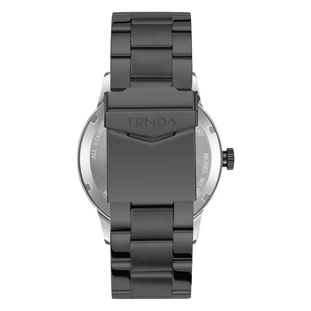 Trnda Men's Silver Stainless Steel Watch, Black Band | Trn-Ss43b by TRNDA